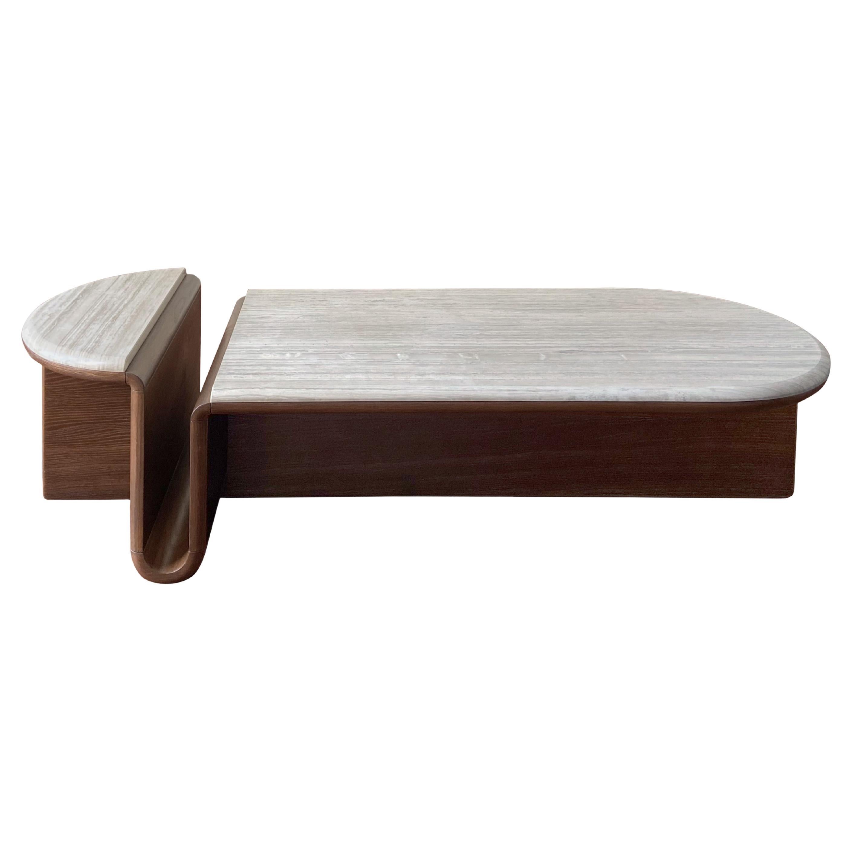 Kanyon Coffee Table, Oval with Marble Top, Contemporary Sculptural, in Stock For Sale