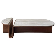 Kanyon Coffee Table, Oval with Marble Top, Contemporary Sculptural, in Stock