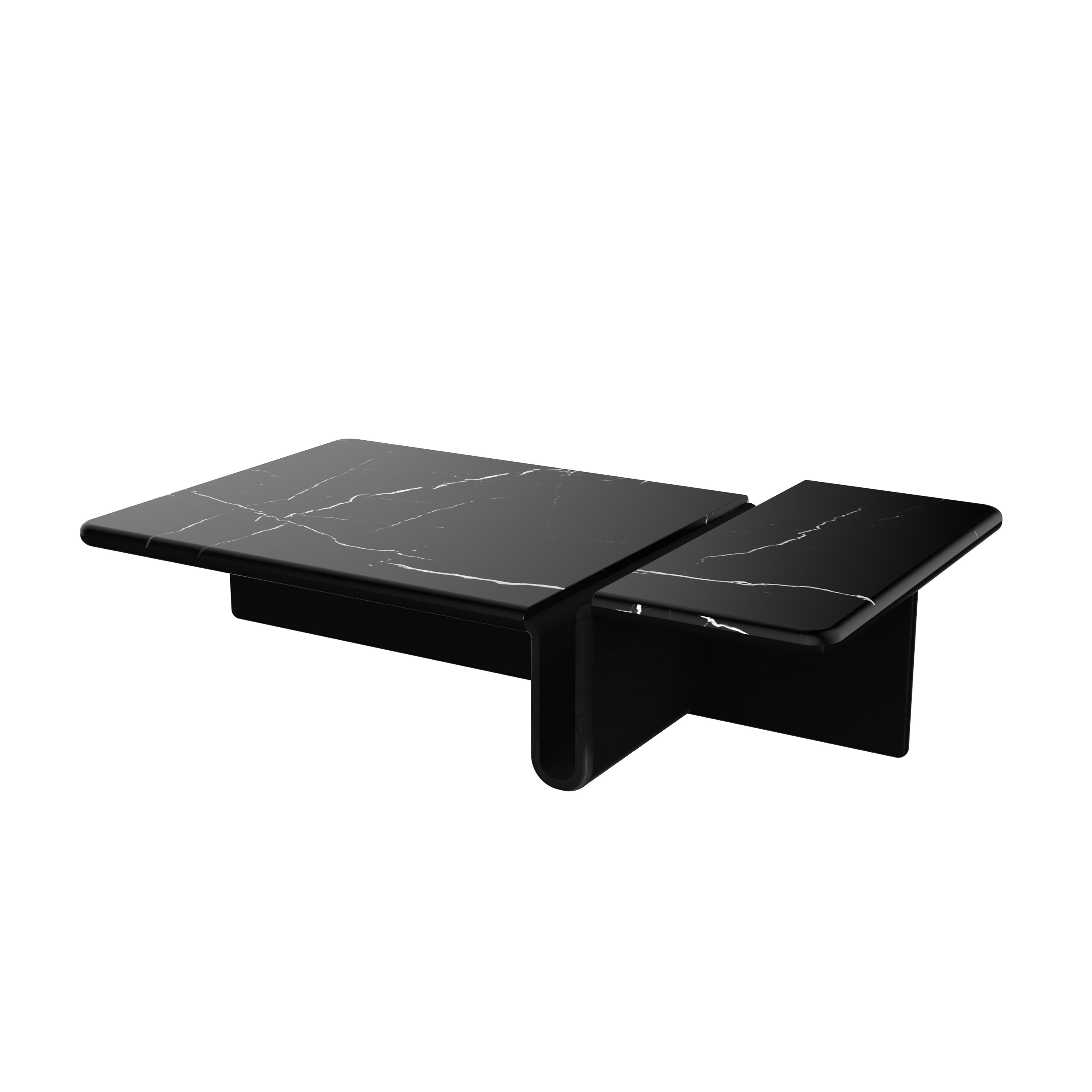 Kanyon Couchtisch, rechteckig mit Marmorplatte, Contemporary Black Oak (Minimalistisch) im Angebot