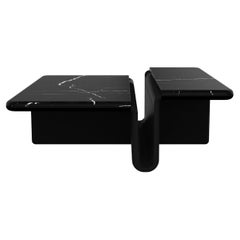 Kanyon Couchtisch, quadratisch mit Marmorplatte, Contemporary Black Oak