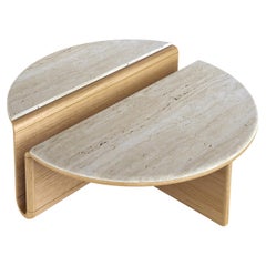 Kanyon Couchtisch aus Eichenholz und Travertin von Studio Kali