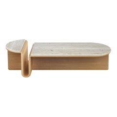 Tavolino ovale in Oak e Travertino Kanyon di Studio Kali