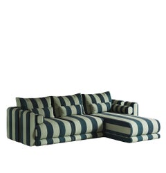 Kanz - Sofa grün-weiß gestreift (3er-Set mit Schlafcouch) von Hermhaus