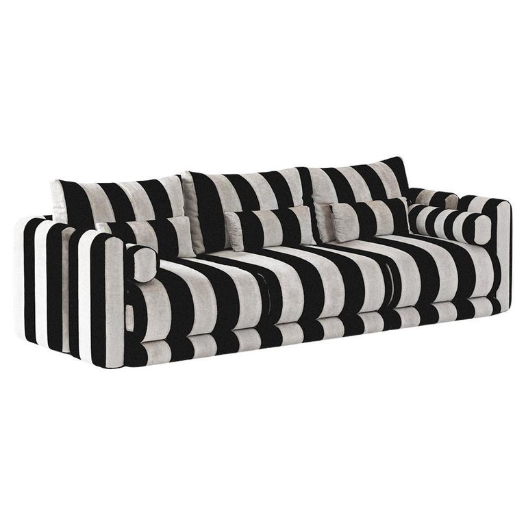 Kanz Sofa Schwarz-Weiß Gestreift (3er Set) von Hermhaus