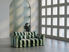 Kanz Sofa Green & White Striped (Set of 2) by Hermhaus – Modular Designer Sofa