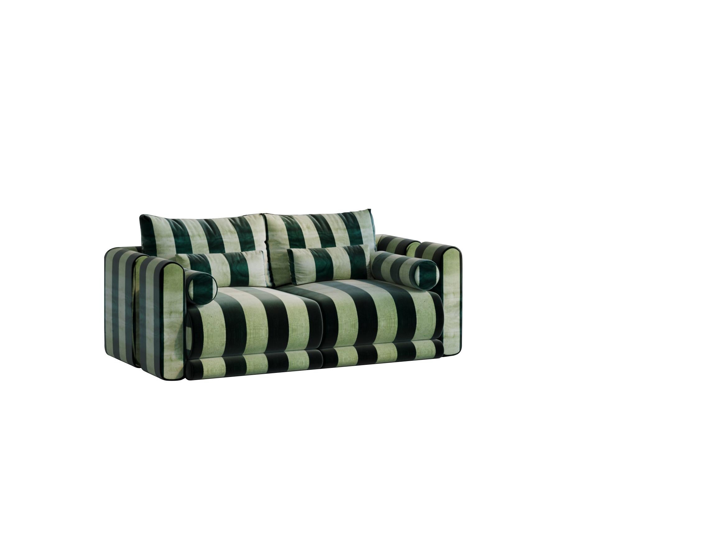 Woodwork Kanz - Sofa Green & White Striped (Set of 3) by Hermhaus For Sale