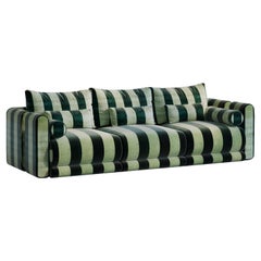 Kanz - Sofa Green & White Striped (Set of 3) by Hermhaus