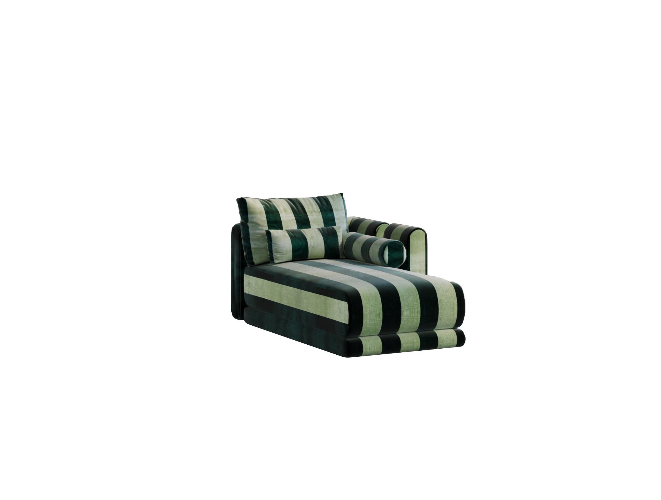 Kanz - Sofa Green & White Striped (Set of 3 with Daybed) by Hermhaus In New Condition For Sale In istanbul, TR