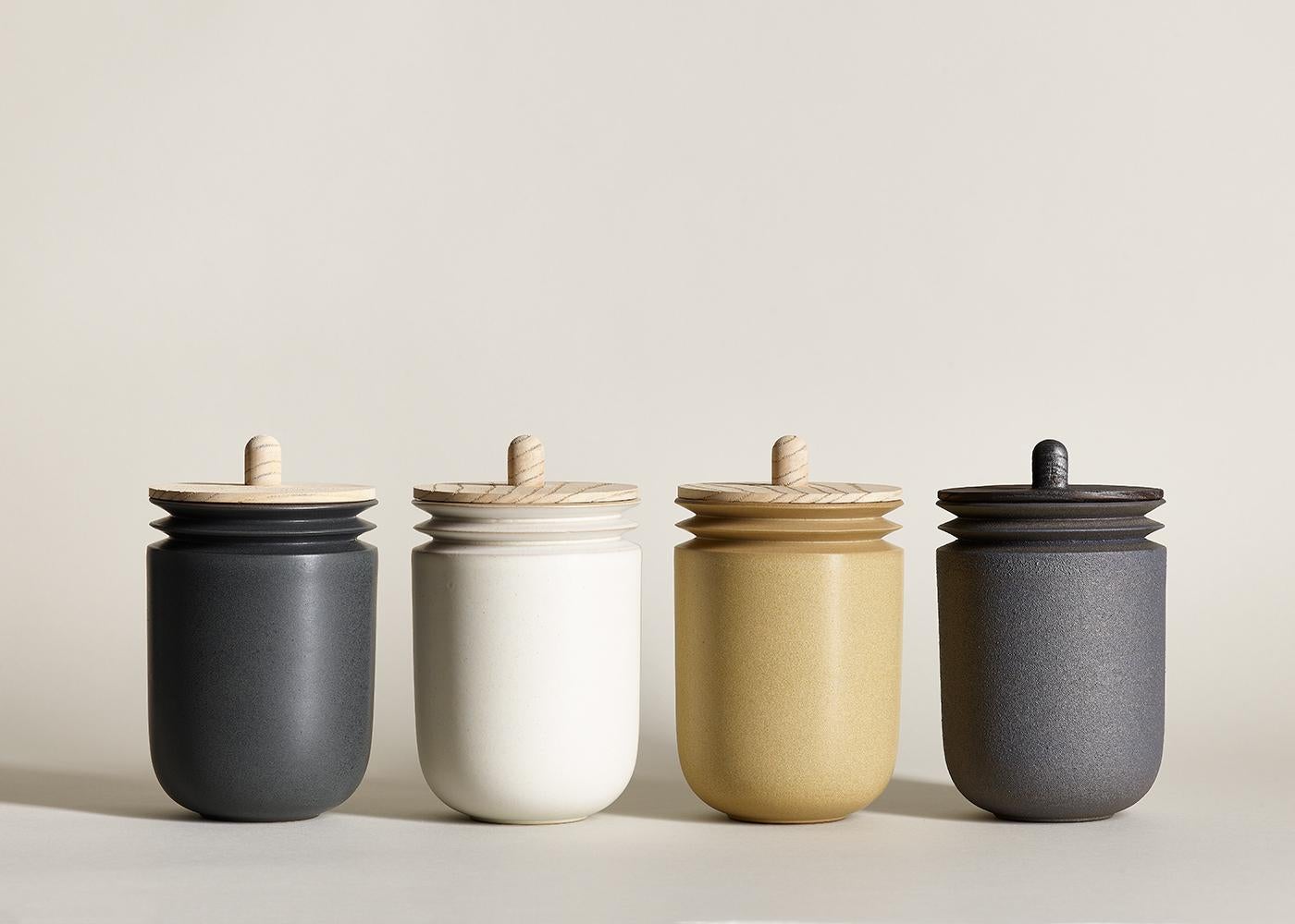 Kaolin, Jars, Set of 2, Slip Cast Ceramic, N/O Service Collection For Sale 1