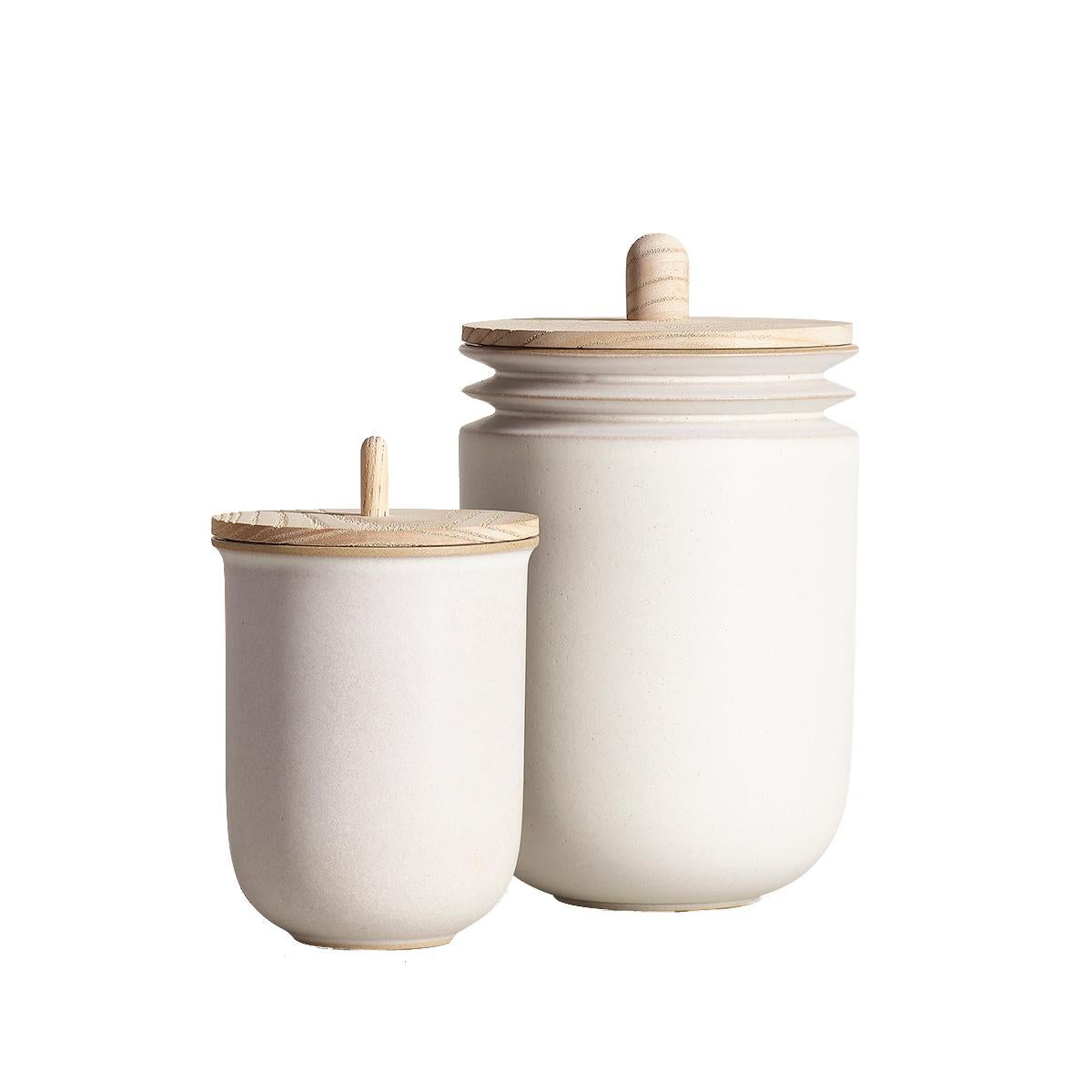Kaolin, Jars, Set of 2, Slip Cast Ceramic, N/O Service Collection For Sale