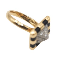 Kaoluco Mizuno Diamond Black Agate Platinum 18K Gold Cocktail Ring