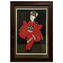 Kaoru Kawano Japanese Woodblock Print "Kamuro"