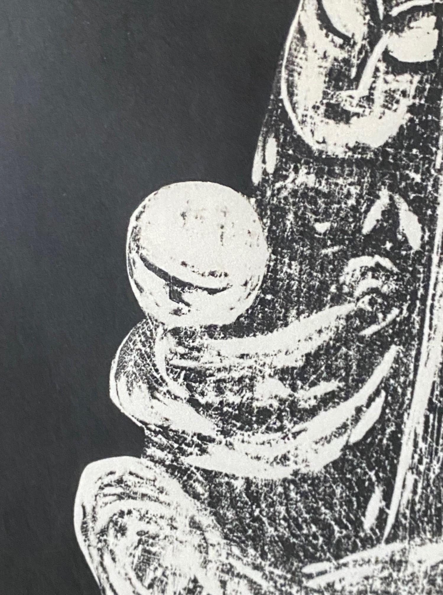 Kaoru Kawano Japanese Woodblock Print Kannon (Buddha) as Mother Holding Child In Good Condition In Studio City, CA