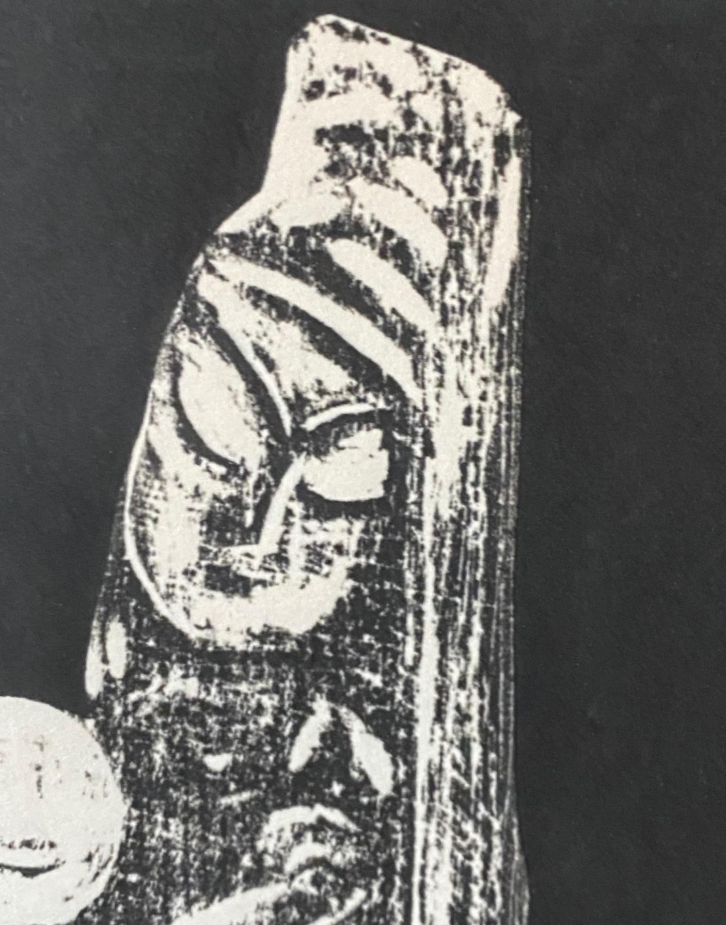 Mid-20th Century Kaoru Kawano Japanese Woodblock Print Kannon (Buddha) as Mother Holding Child