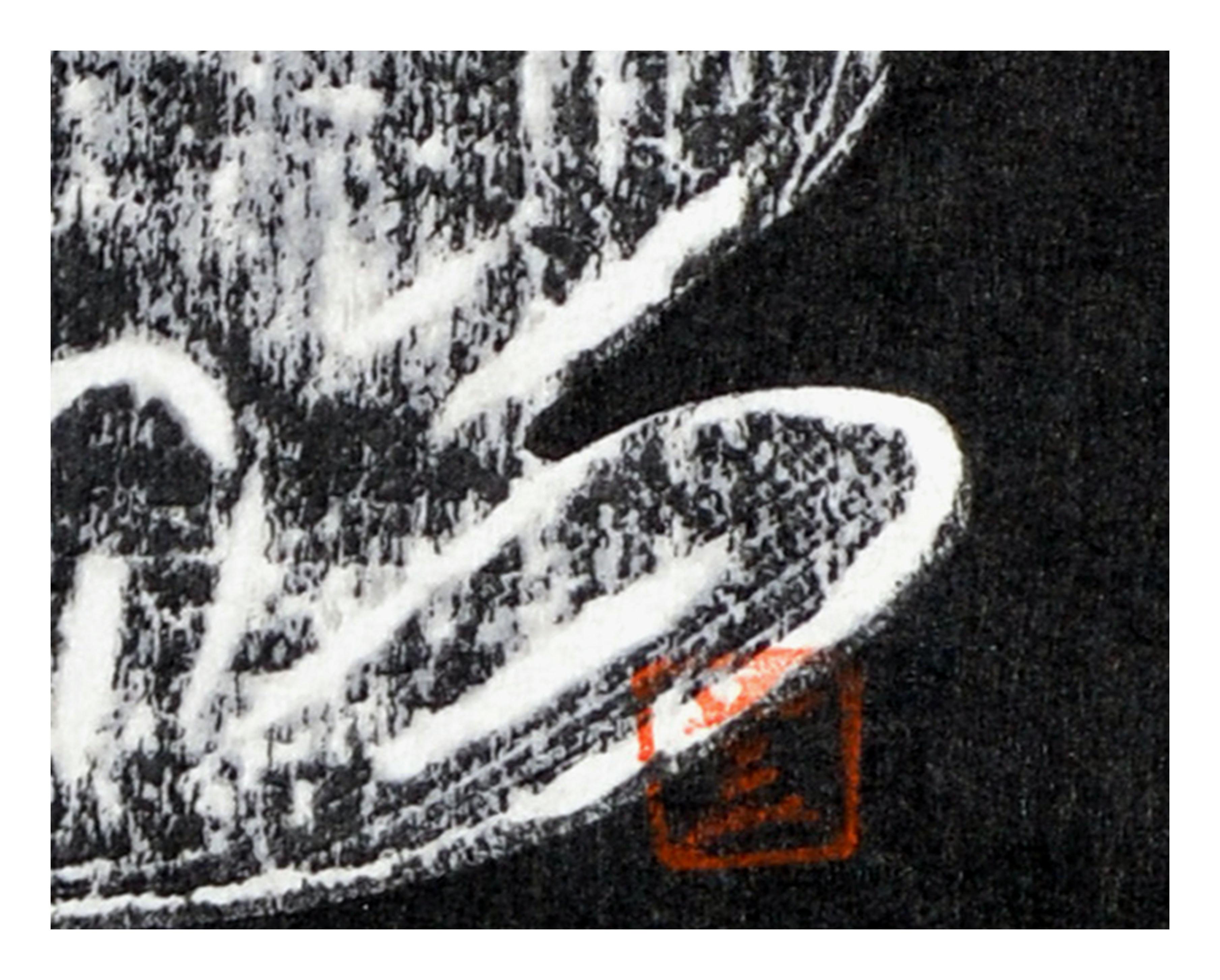 Stampa su xilografia di metà secolo di Kaoru Kawano (giapponese, 1916-1965) con madre e figlio.  Non incorniciato e non rivestito. Firmato 