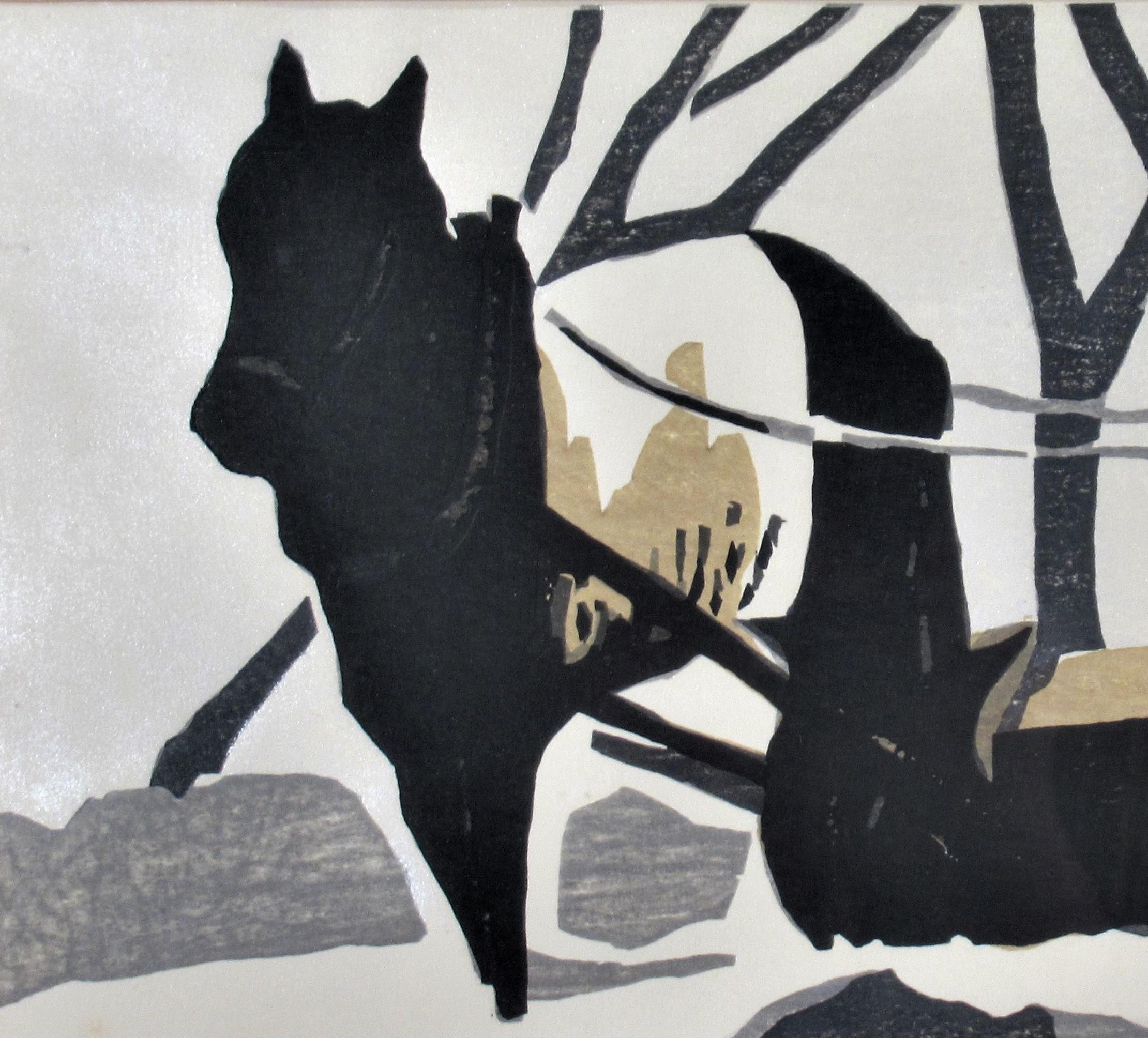 Horse Pulling a Sledge, Pferd (Moderne), Print, von Kaoru Kawano