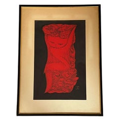 Vintage "Introspection" Woodblock by Kaoru Kawano 