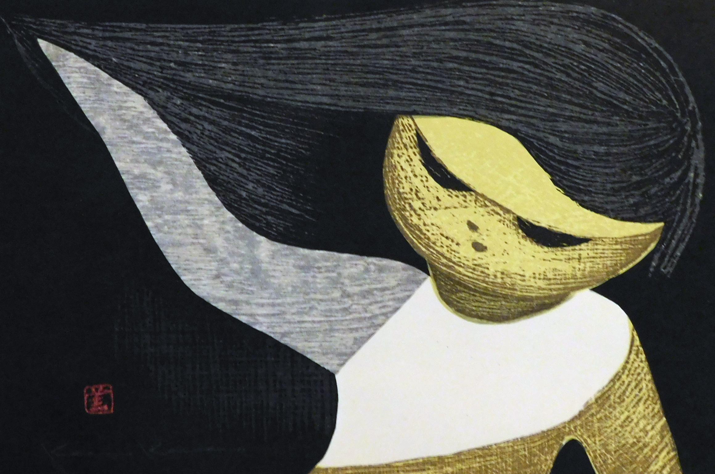 Kaoru Kawano Impresión japonesa en bloque de madera en color - 