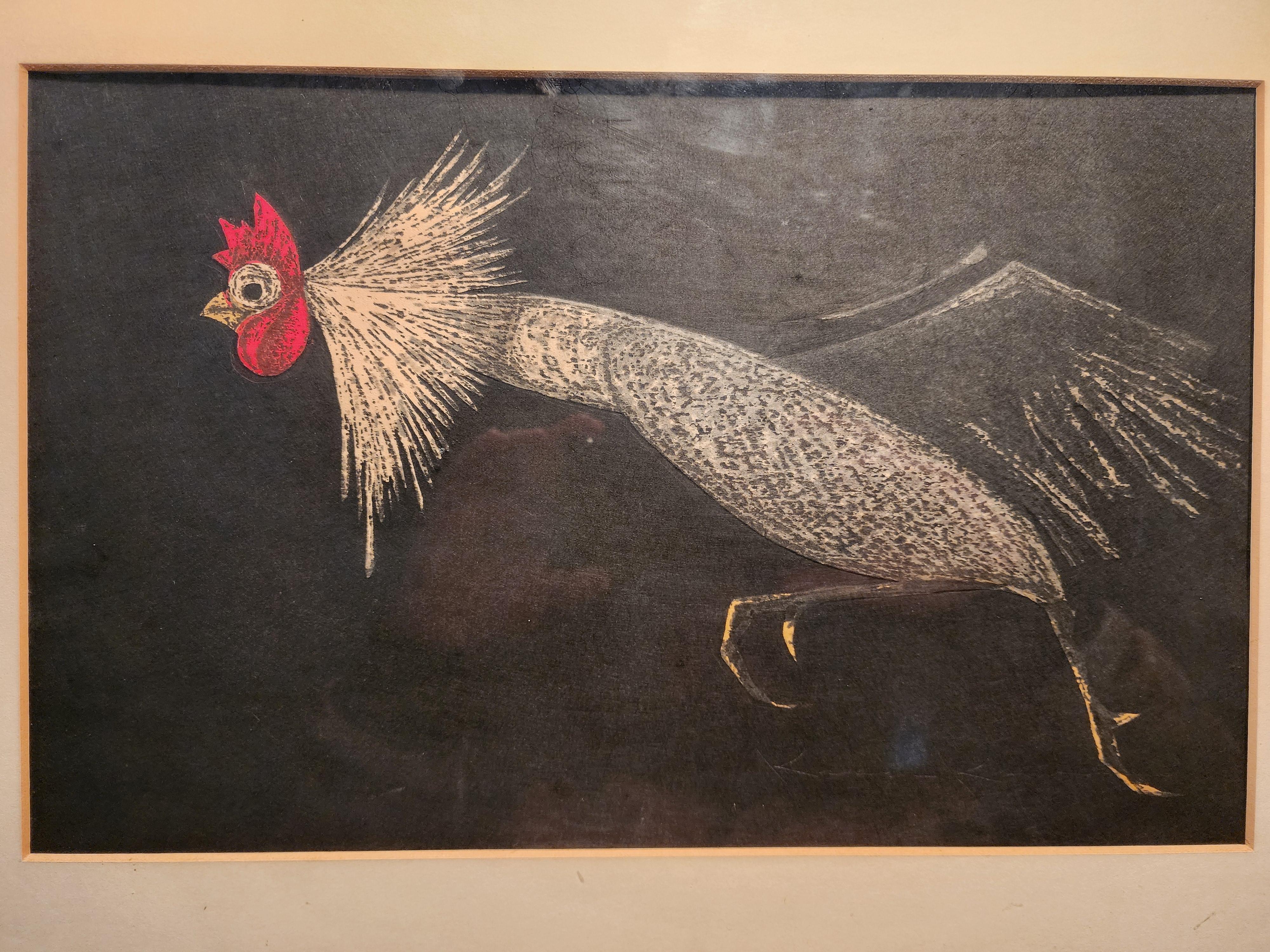 Rooster or Cock - Realist Print by Kaoru Kawano