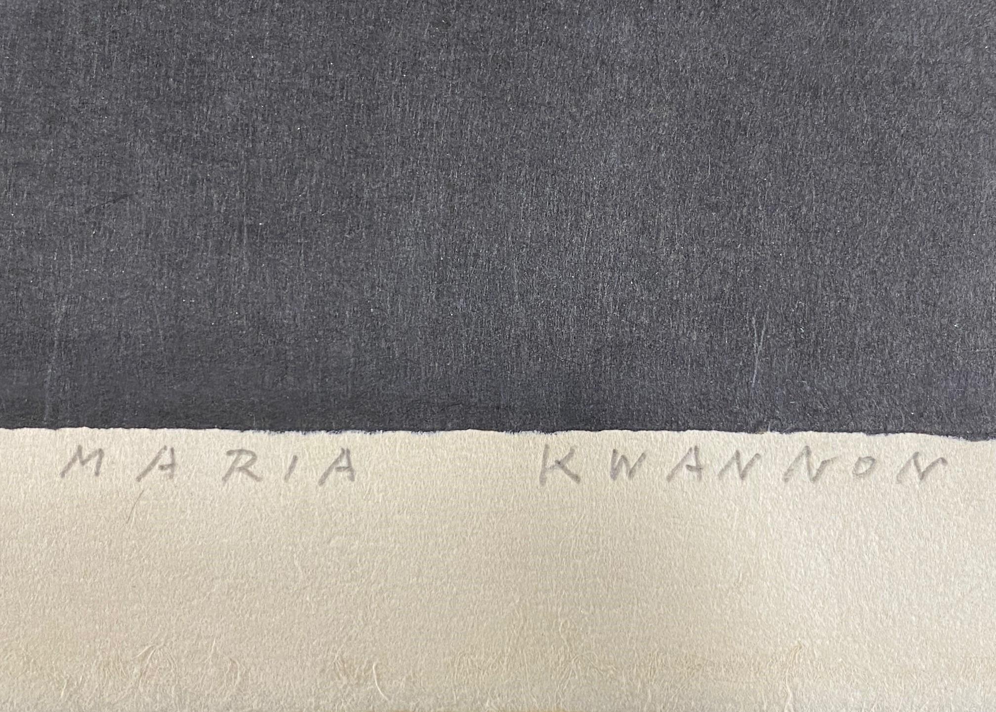 Kaoru Kawano Signed Rare Limited Edition Japanese Woodblock Print Maria Kwannon 3