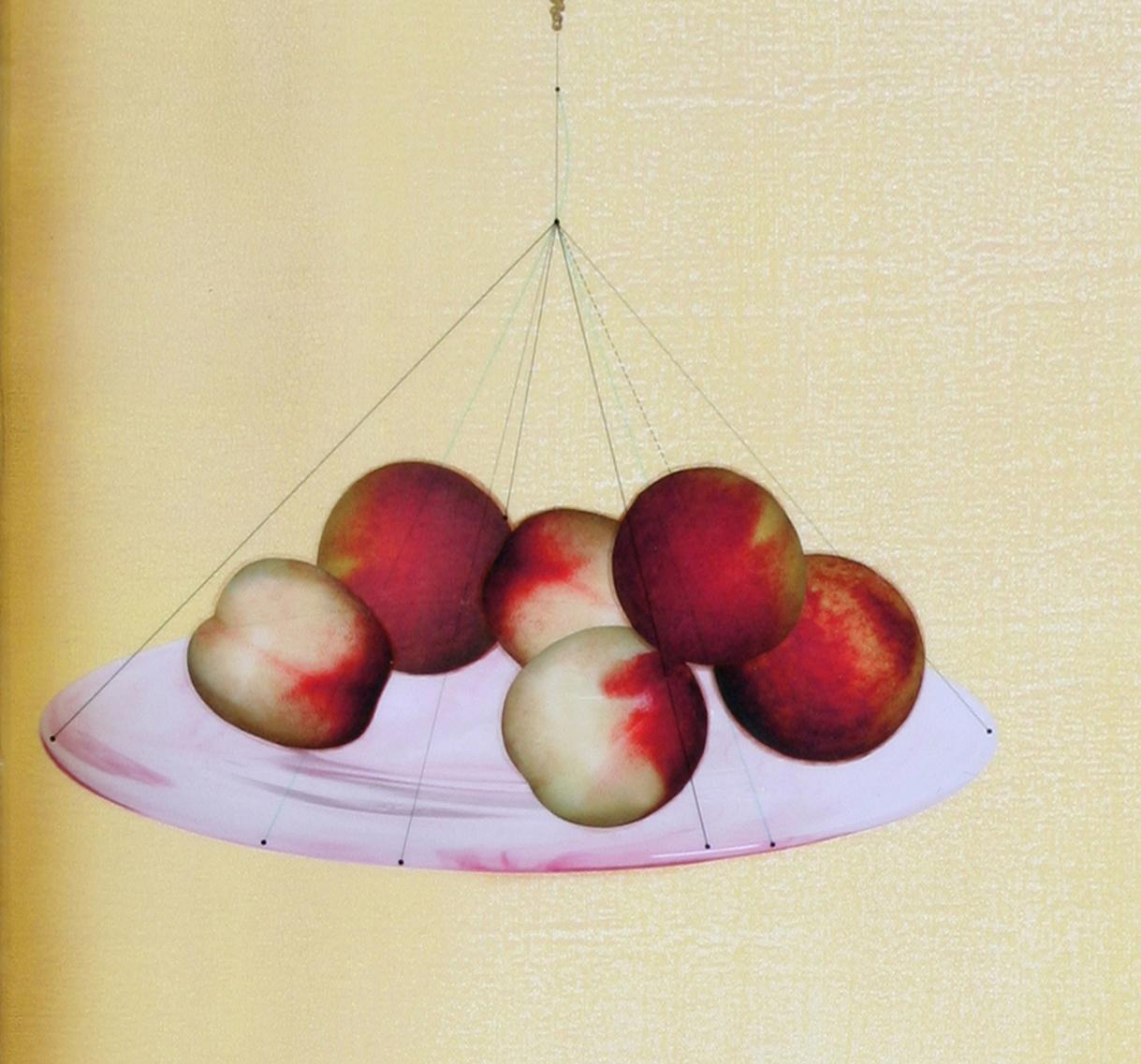 Peach, Grape and Chandelier - Painting by Kaoru Mansour