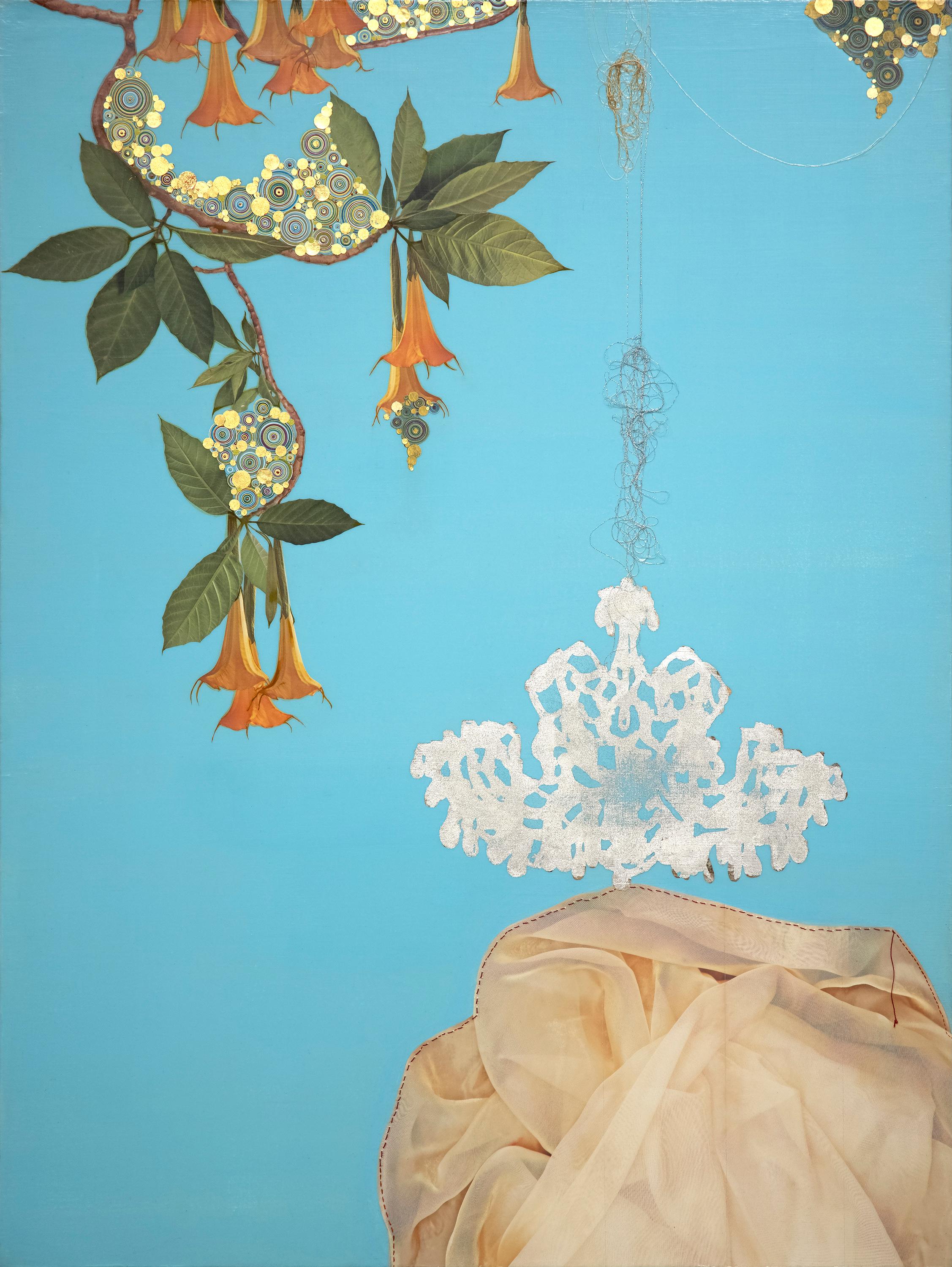 Still-Life Painting Kaoru Mansour - Fleur de trompette et serviette #101