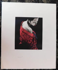 Kaoru Saito Signed Limited Edition Japanese Mezzotint Print, 1984, "Innocense"