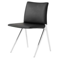 Kape IF7 Side Chair in Black Noble Aniline Leather & Polished Aluminium for &T