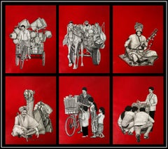 Incredibile India, acrilico e inchiostro su carta di un artista indiano contemporaneo - In magazzino