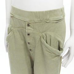 KAPITAL 100% washed cotton green distressed buttons elasticated waist pant JP3 L