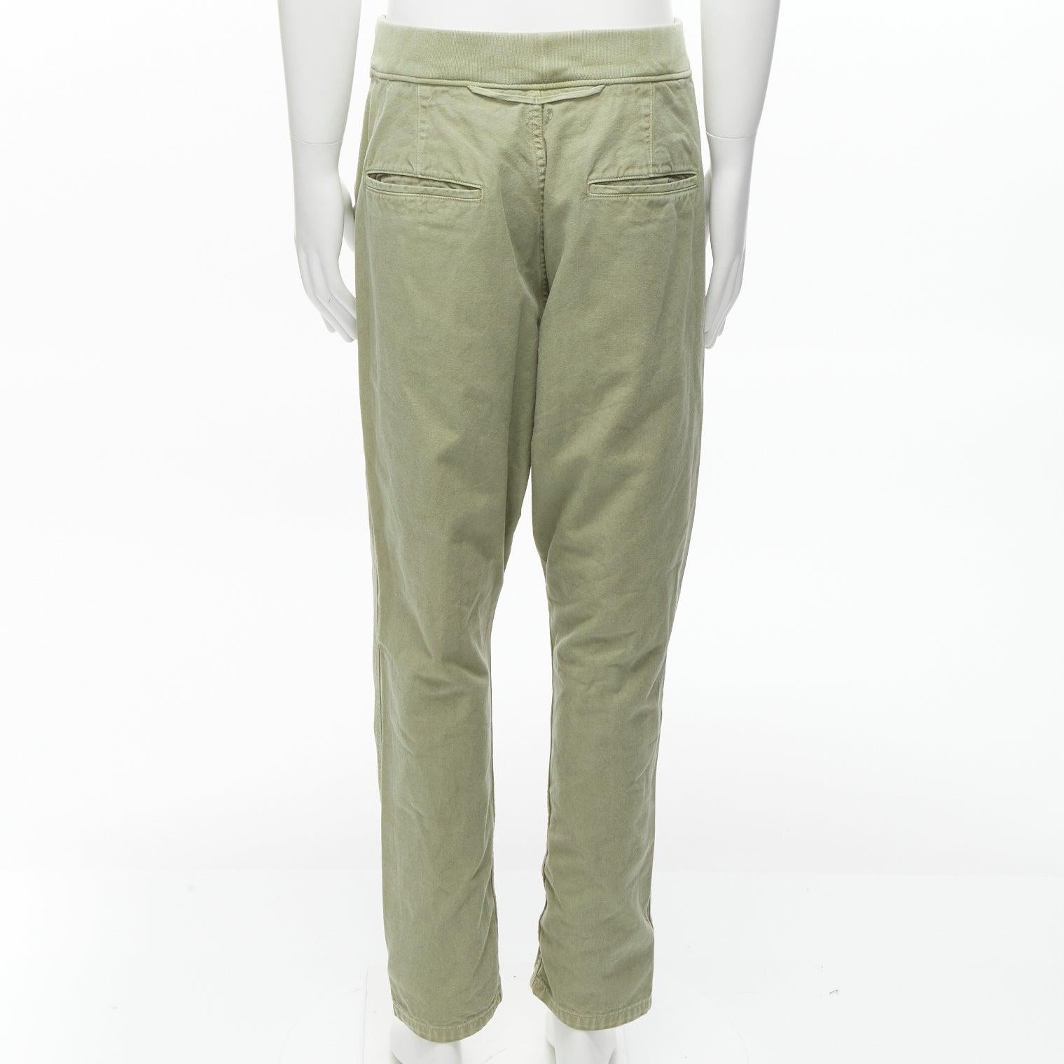 KAPITAL 100% washed cotton green distressed buttons elasticated waist pant JP3 L For Sale 1