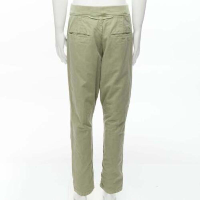 Men's KAPITAL 100% washed cotton green distressed buttons elasticated waist pant JP3 L For Sale
