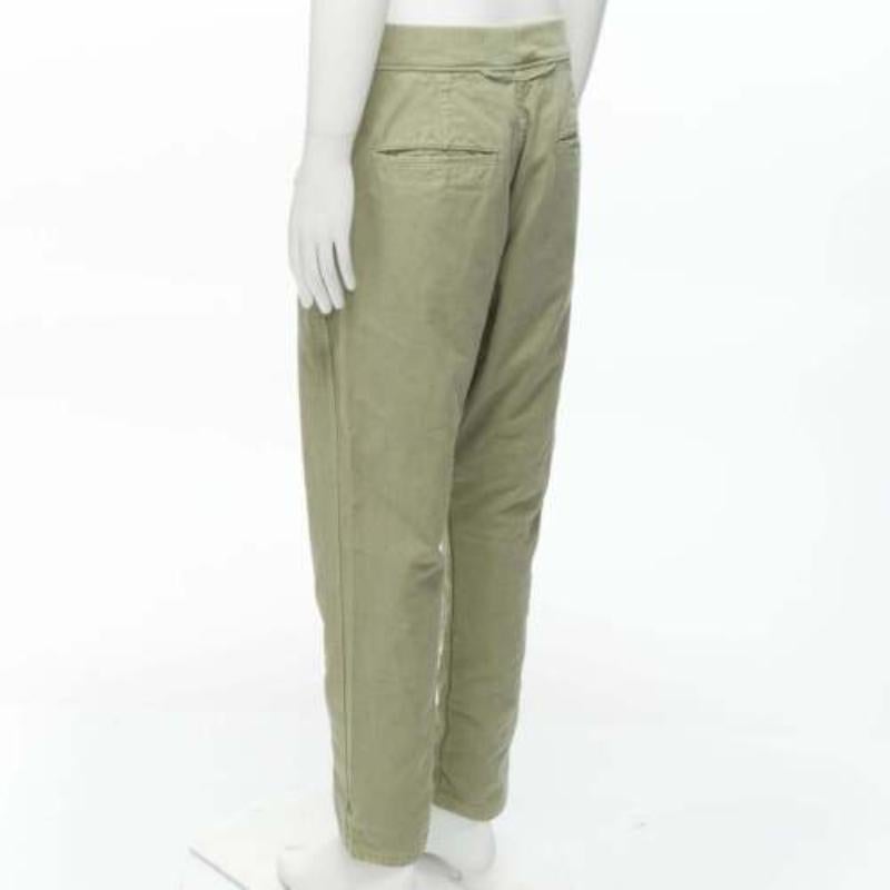 KAPITAL 100% washed cotton green distressed buttons elasticated waist pant JP3 L For Sale 1