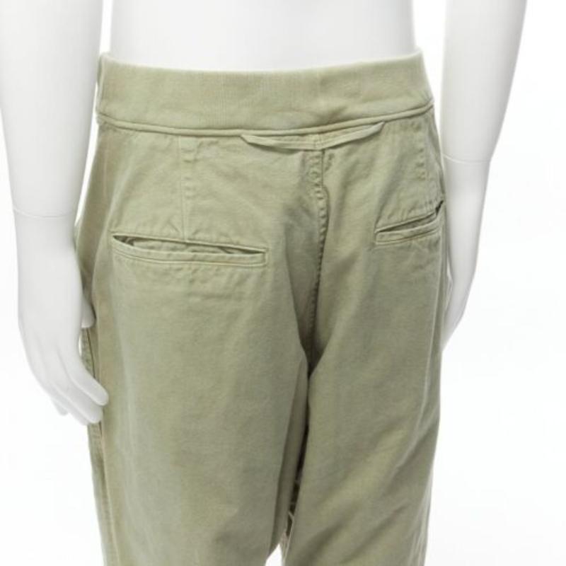 KAPITAL 100% washed cotton green distressed buttons elasticated waist pant JP3 L For Sale 2