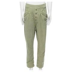 KAPITAL 100% washed cotton green distressed buttons elasticated waist pant JP3 L