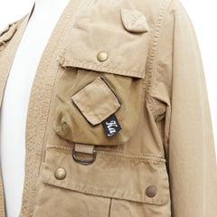KAPITAL 2022 beige cotton multi cargo pocket kimono jacket JP4 XL