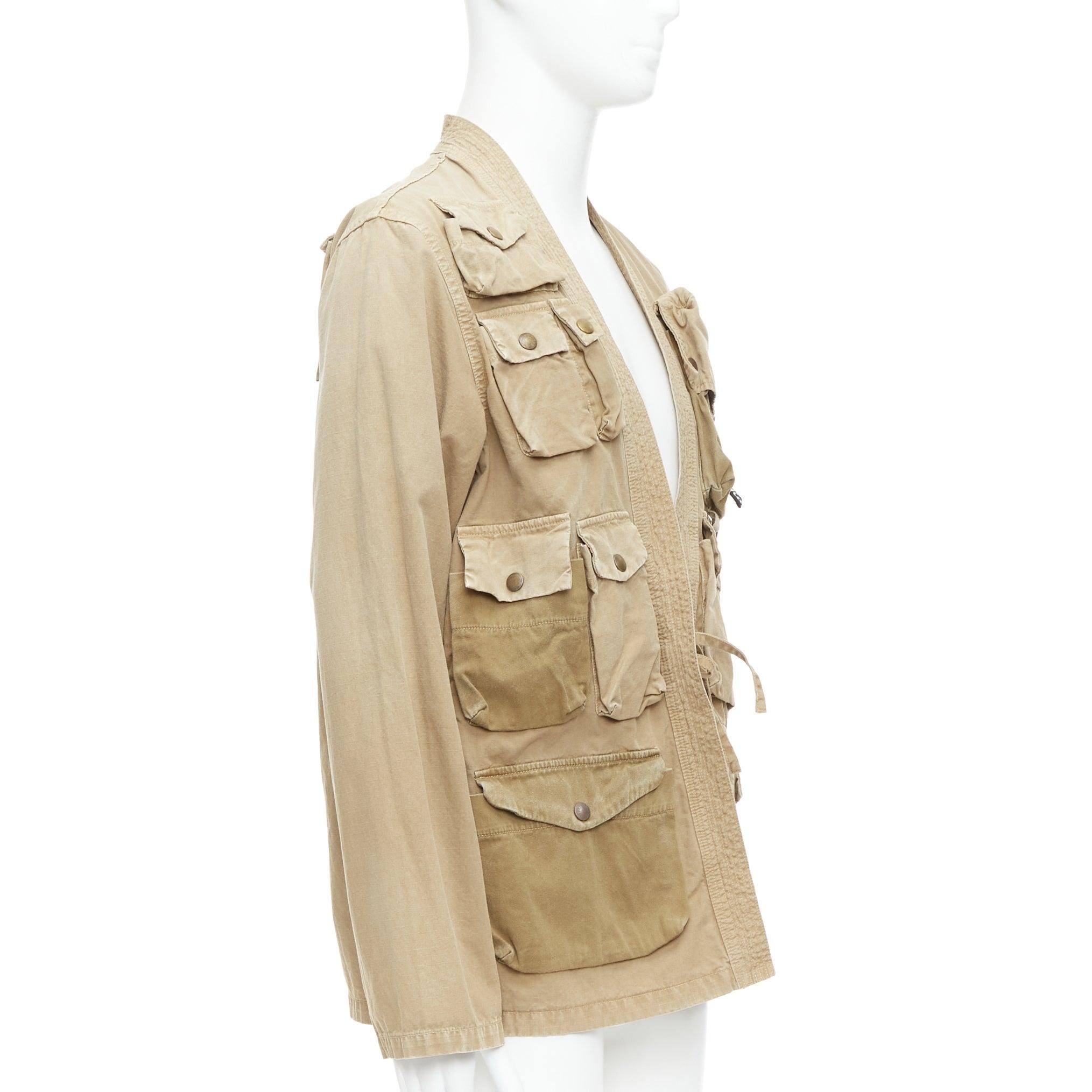 Beige KAPITAL 2022 beige cotton multi cargo pocket kimono jacket JP4 XL For Sale