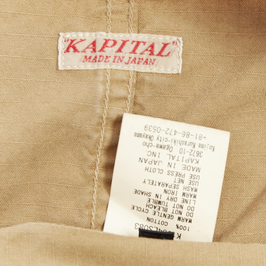 KAPITAL 2022 beige cotton multi cargo pocket kimono jacket JP4 XL For Sale 3