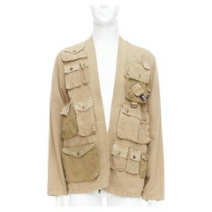 KAPITAL 2022 beige cotton multi cargo pocket kimono jacket JP4 XL