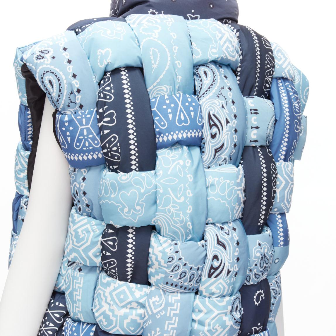 KAPITAL Bandana Paisley Keel blue print reversible woven padded puffer vest jack For Sale 1