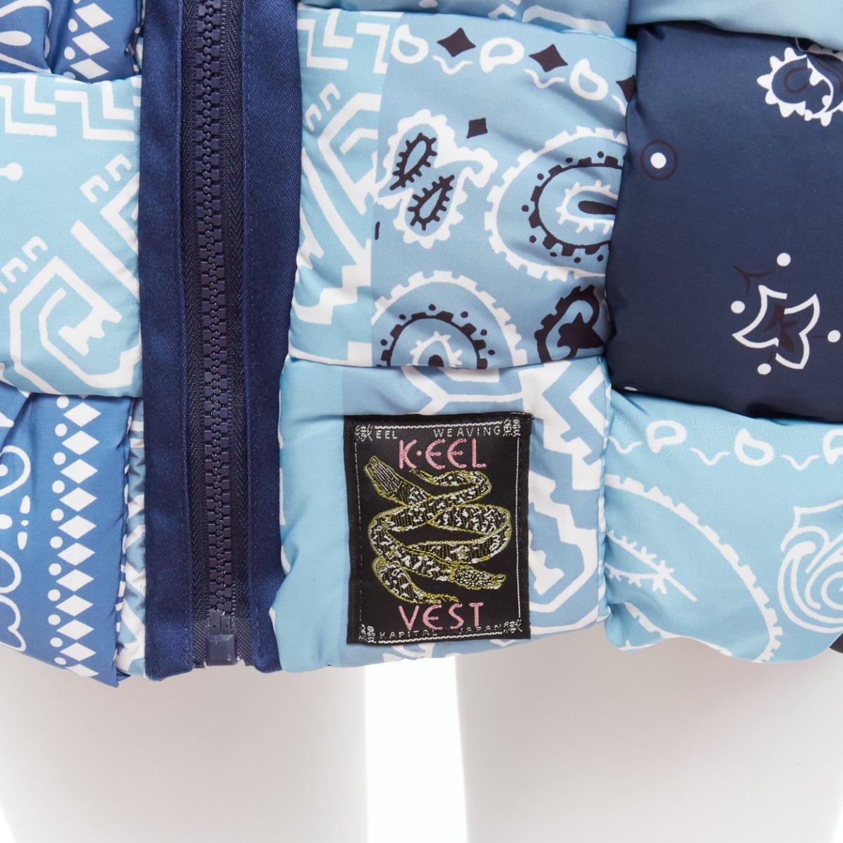 KAPITAL Bandana Paisley Keel blue reversible woven padded puffer vest JP3 L
Reference: TGAS/D00577
Brand: Kapital
Model: Bandana Paisley Keel
Material: Cotton
Color: Blue, Black
Pattern: Ethnic
Closure: Zip
Lining: Black Cotton
Extra Details: