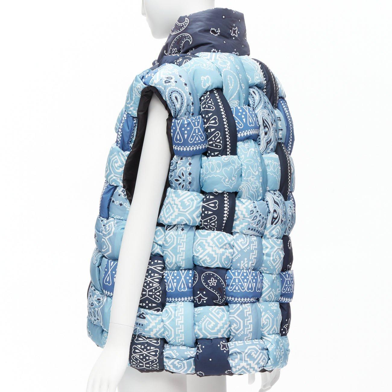 KAPITAL Bandana Paisley Keel blue reversible woven padded puffer vest JP3 L For Sale 1