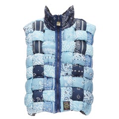 KAPITAL Bandana Paisley Keel blue reversible woven padded puffer vest JP3 L