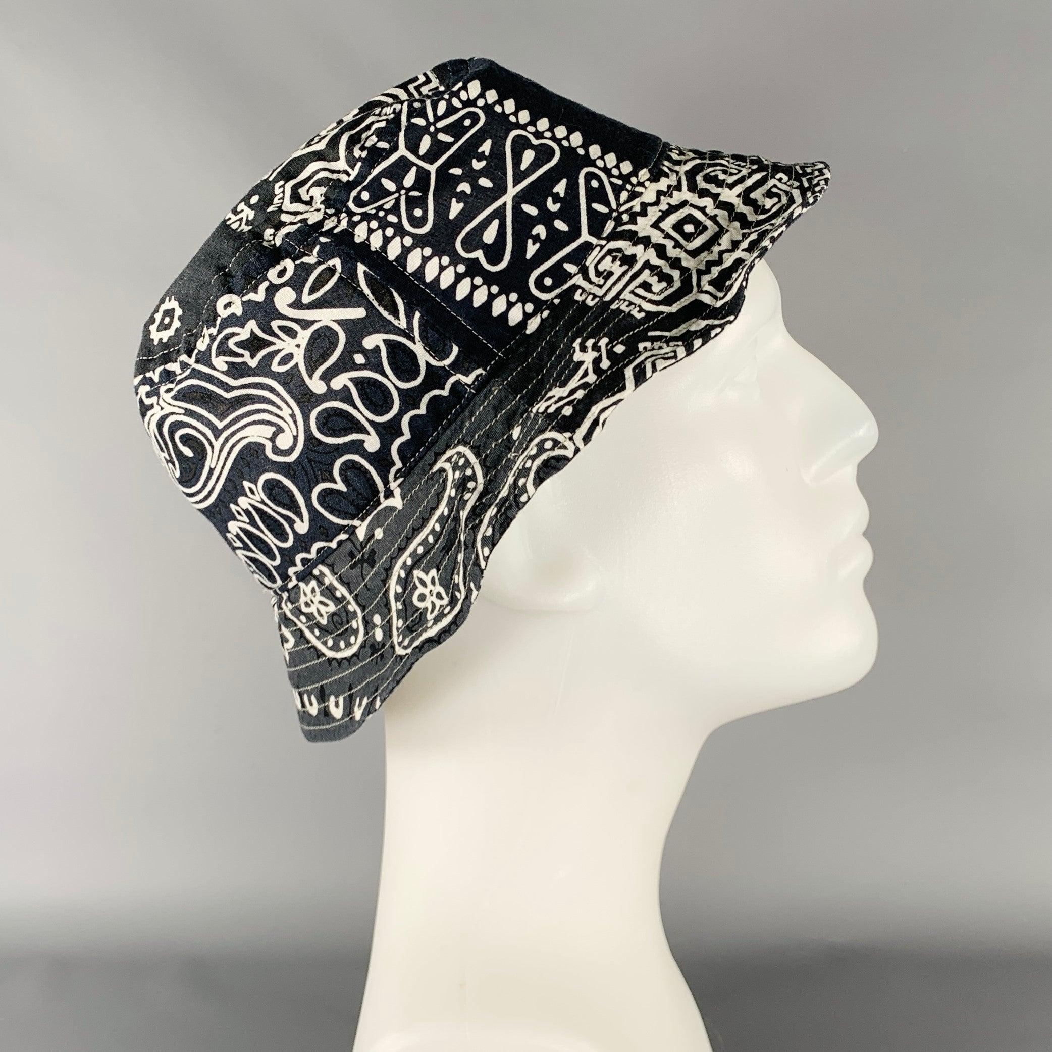 Gray KAPITAL Black White Bandana Cotton Blend Bucket Hat