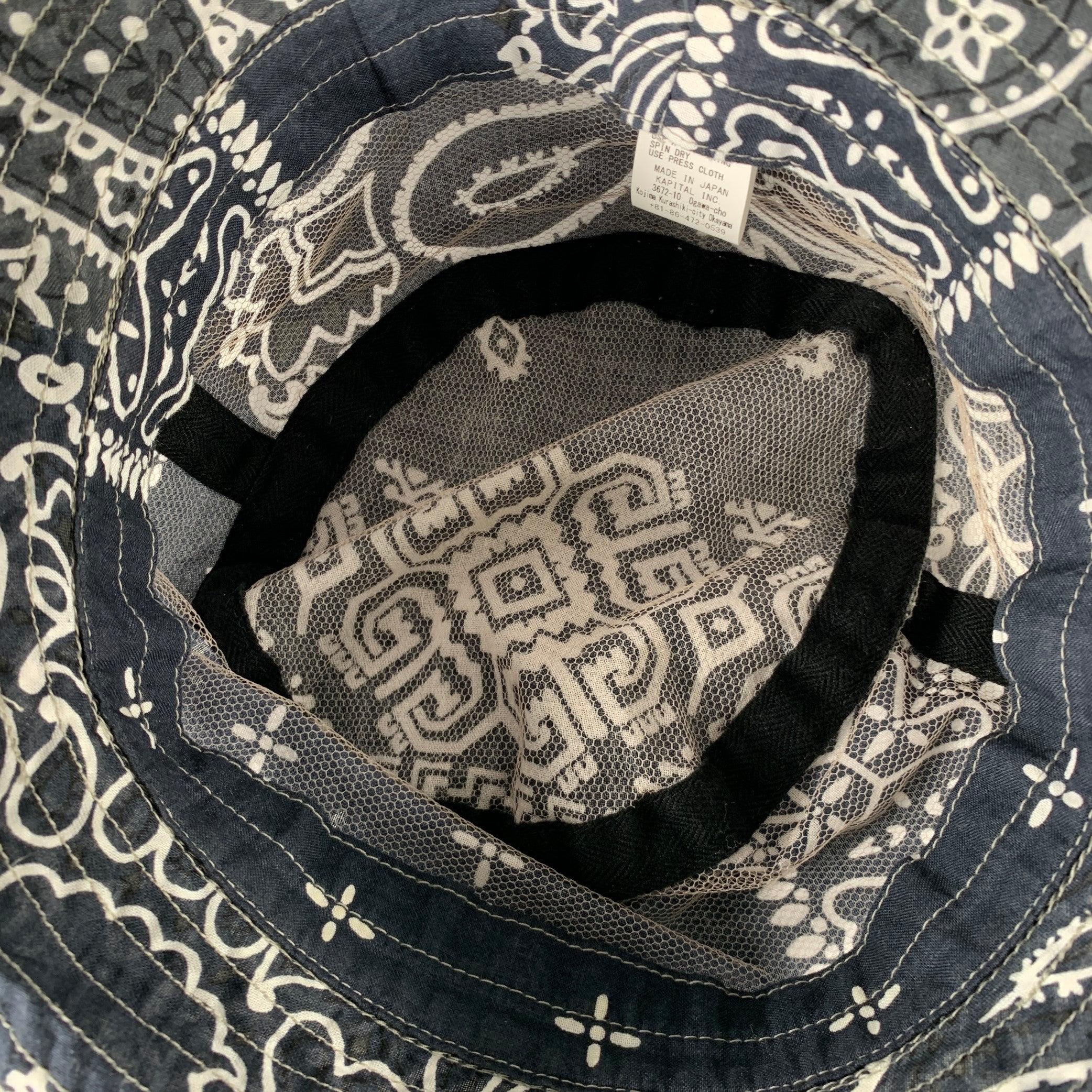KAPITAL Black White Bandana Cotton Blend Bucket Hat 1