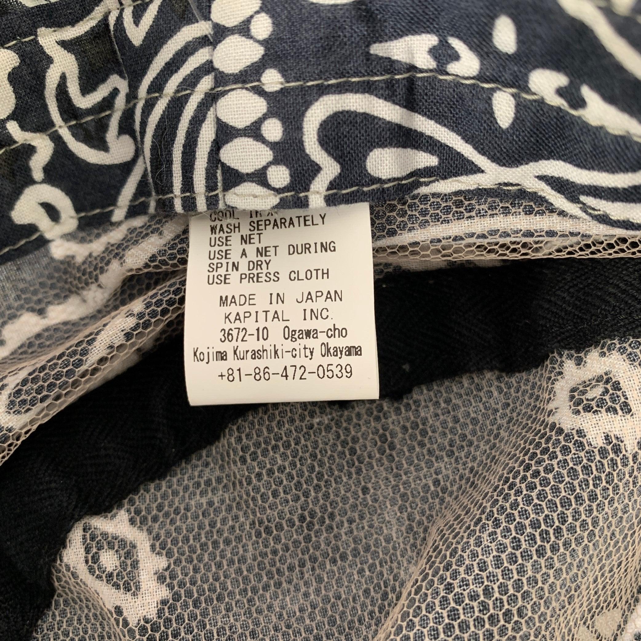 Cappello a secchiello in misto cotone con bandana bianca e nera Kapital 2