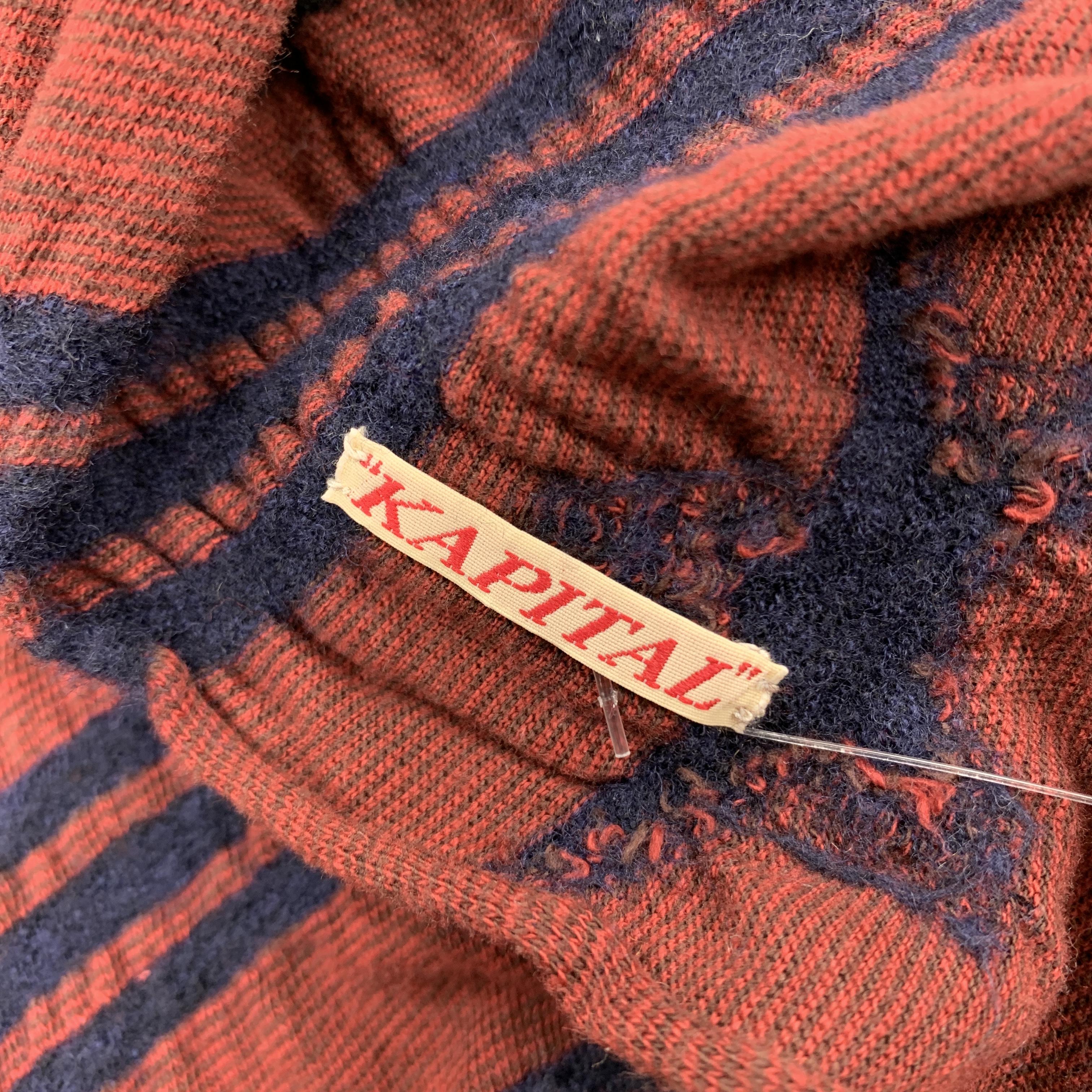 KAPITAL Brick Black & Gold Textured Wool Anchor Print Scarf In Excellent Condition In San Francisco, CA