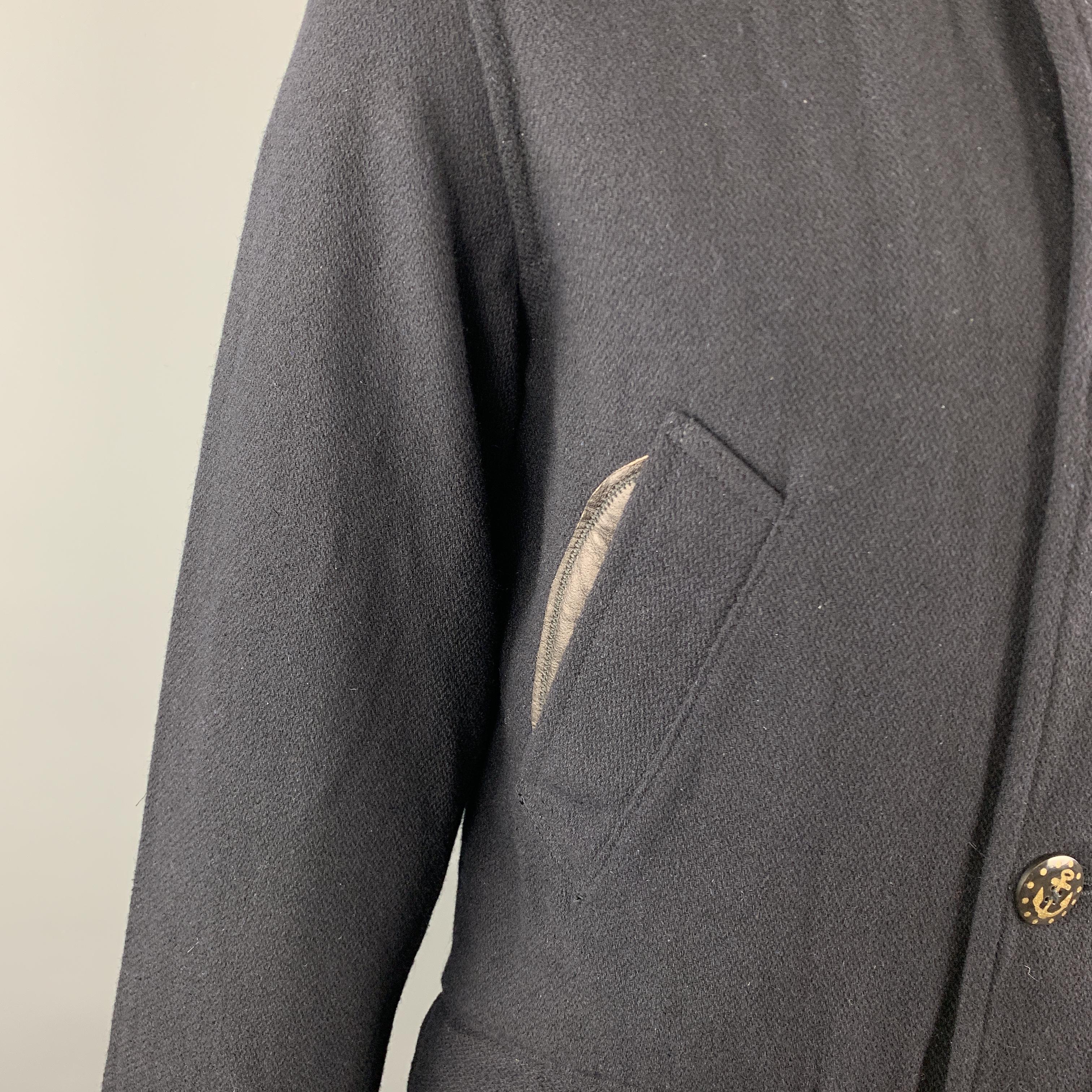 Black KAPITAL Chest Size XL Navy Solid Wool / Nylon Coat