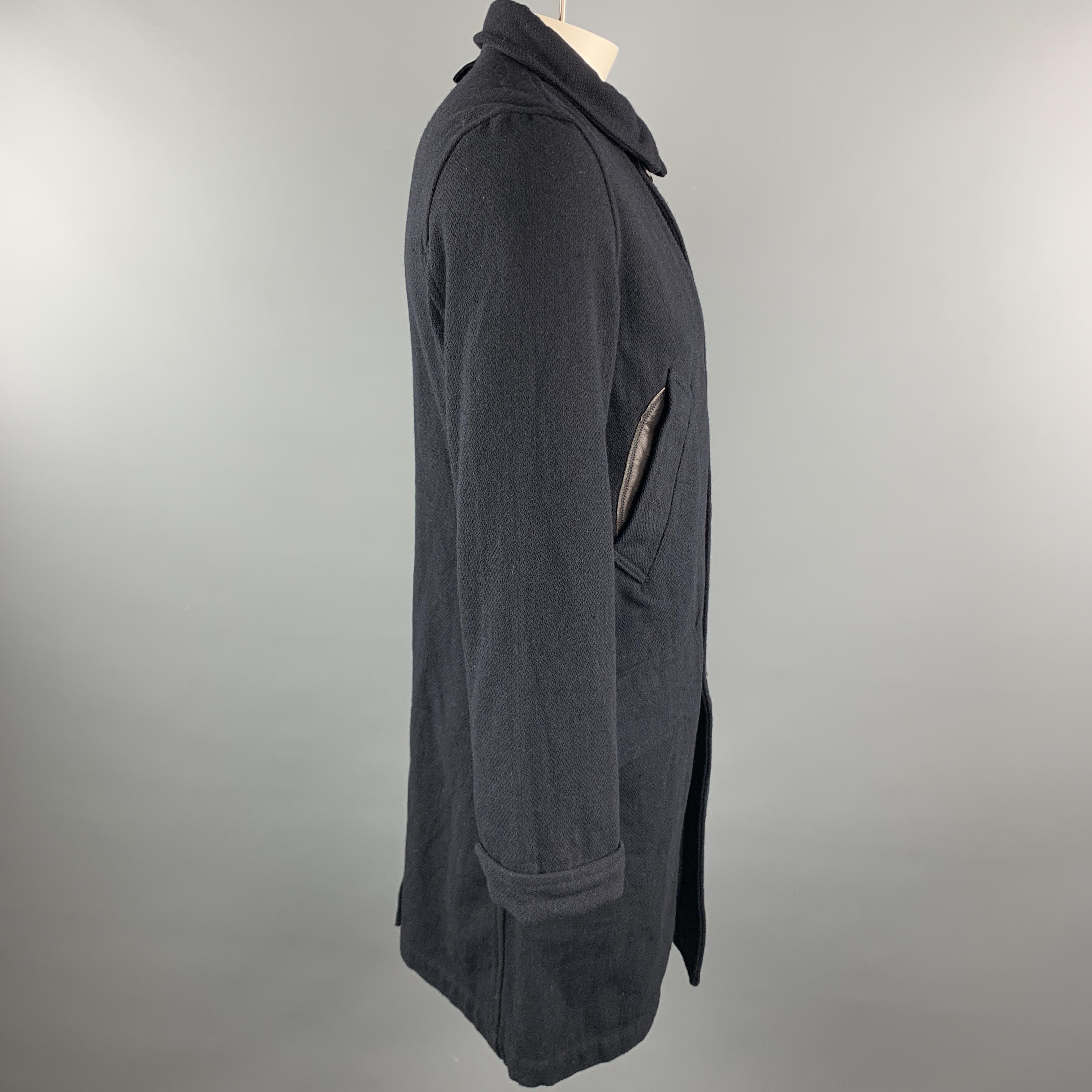 KAPITAL Chest Size XL Navy Solid Wool / Nylon Coat In New Condition In San Francisco, CA