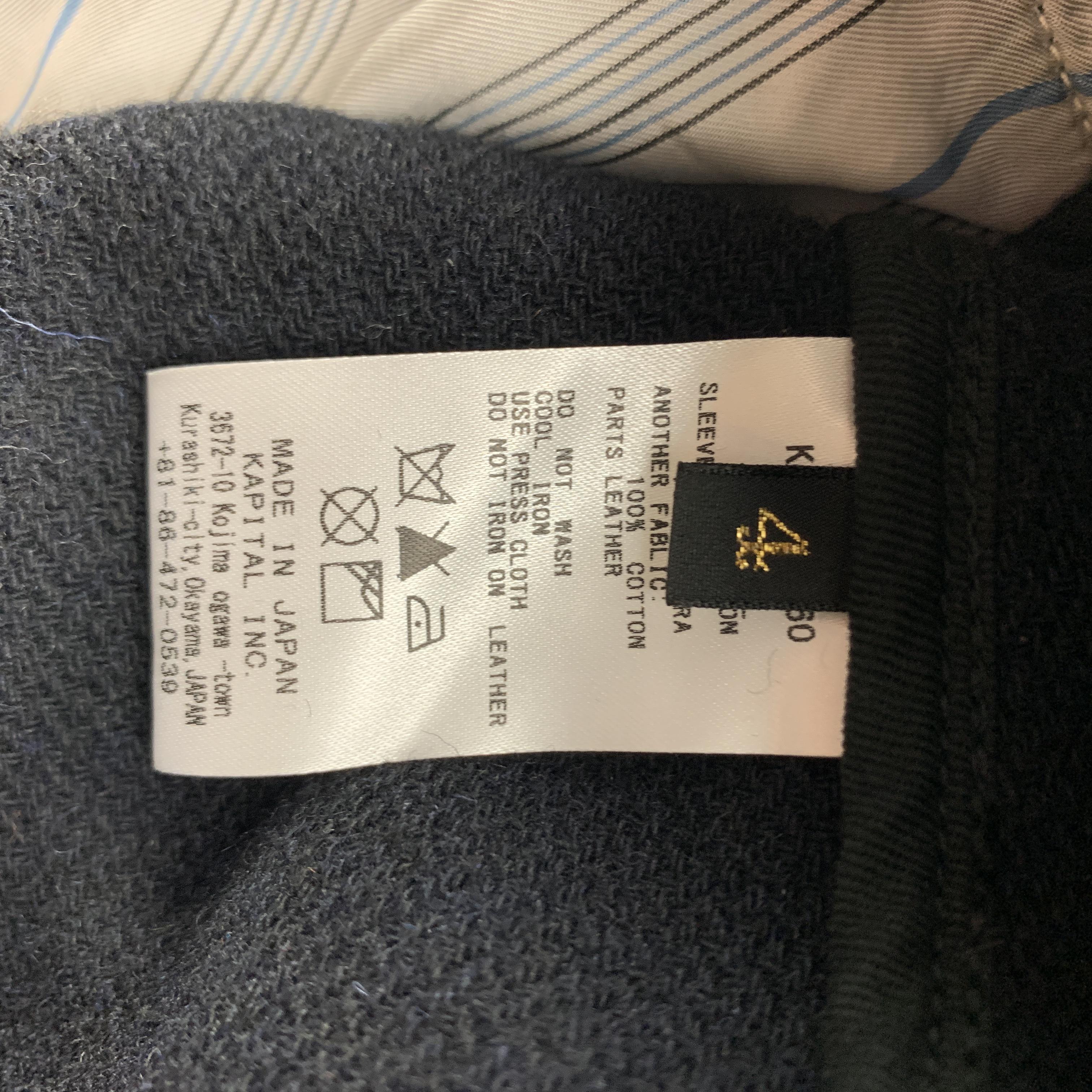 KAPITAL Chest Size XL Navy Solid Wool / Nylon Coat 2
